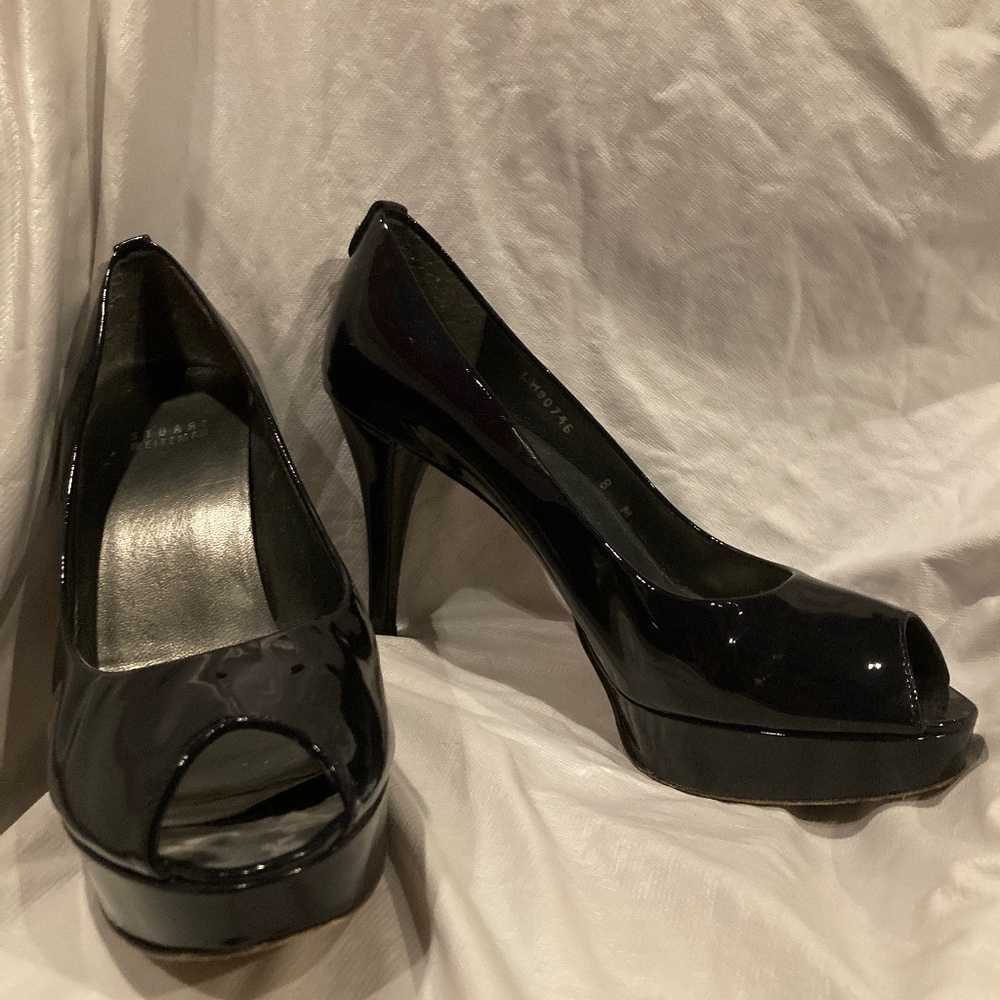 Stuart Weitzman Navy Peep Toe Stiletto